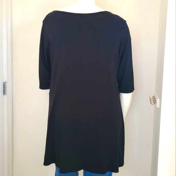 2X EILEEN FISHER Black Short Sleeve Tunic - Picture 2 of 9
